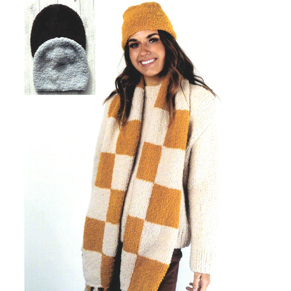 Check Scarf and Beanie