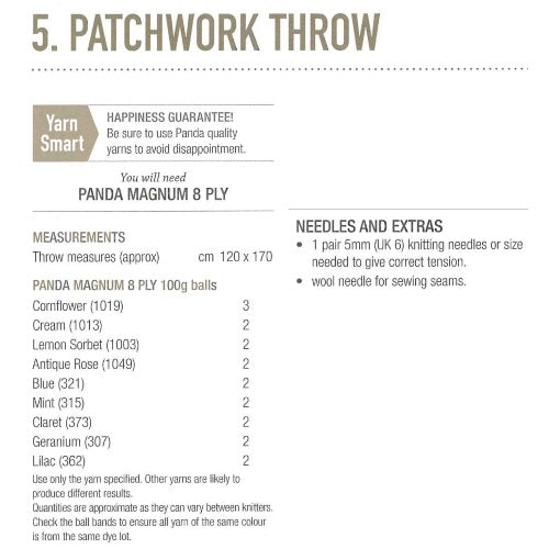 Requirements for Patchwork Throw