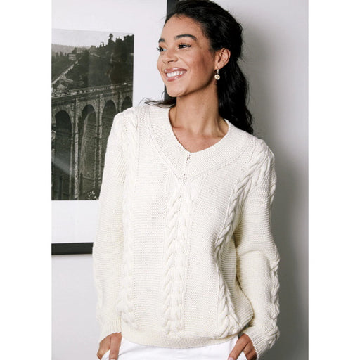 Cabled V Neck Jumper