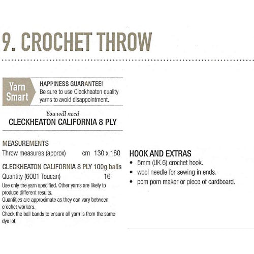 Requirments for Crochet Throw
