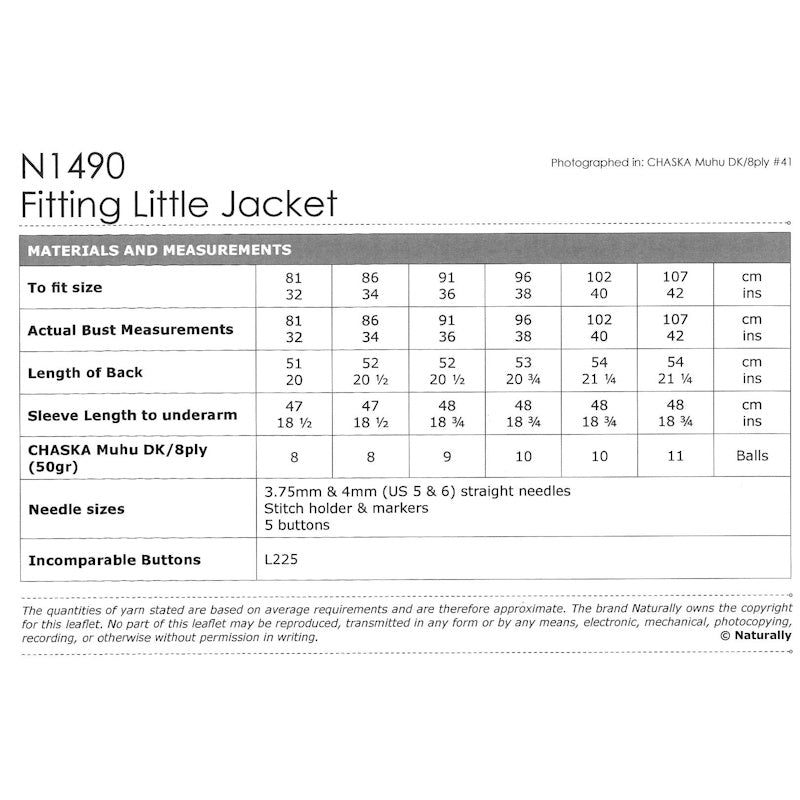 N1490 Fitting Little Jacket