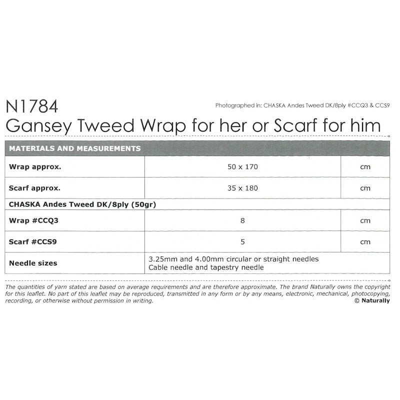 N1784 Gansey Tweed Wrap and Scarf