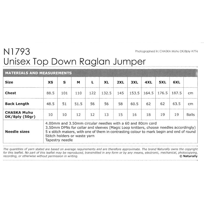 Unisex Top Down Raglan Jumper