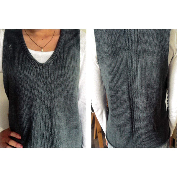 V Neck vest with centre rib panel