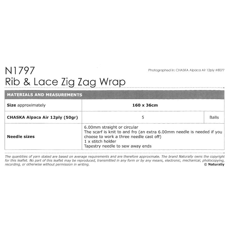 Rib and Lace Zig Zag Wrap