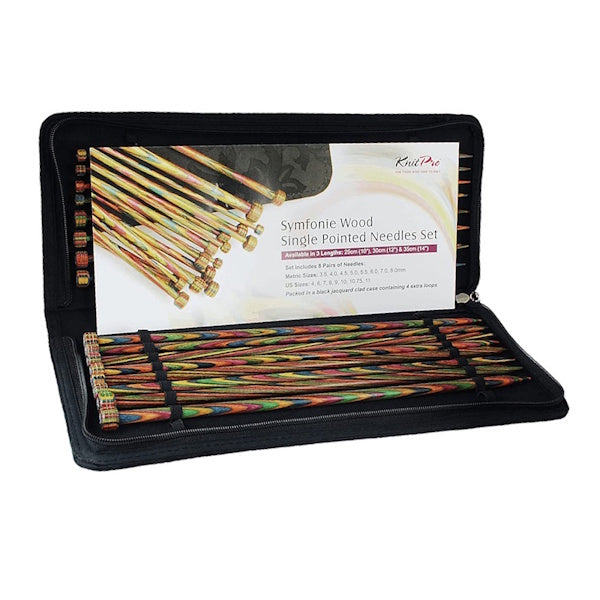 Symfonie Single Pointed Needle Set long 35cm BLACK JACQUARD - Retired Design