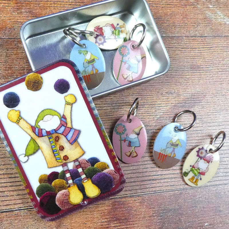 Ring Stitch Markers in Tin