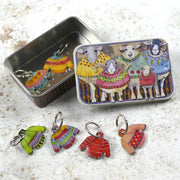 Ring Stitch Marker in Tin - Sheep with Jumpers