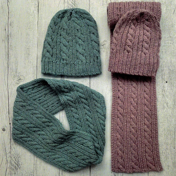 Cabled Beanie Scarf and Cowl