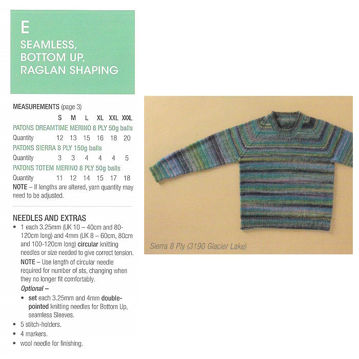E Seamless, Bottom up, Raglan Shaping