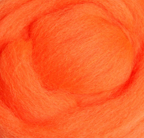 Corriedale Slivers - Fluro Orange