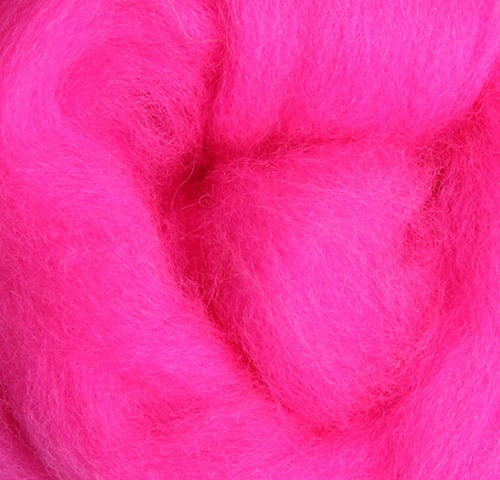Corriedale Slivers - Fluro Pink