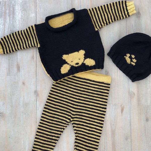 Teddy Jumper and Striped Tights