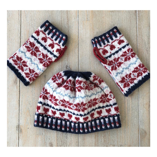 Fair Isle Fingerless Gloves and Beanie