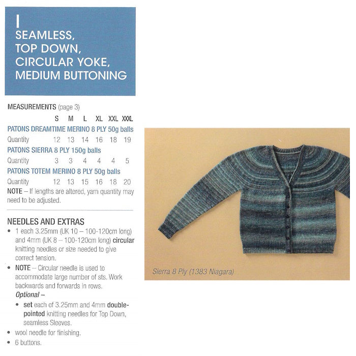 I Seamless, Top Down, Circular Yoke, Med Buttoning