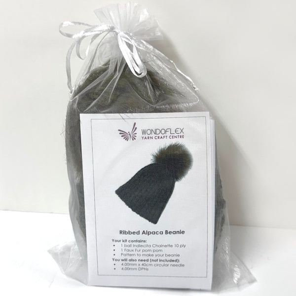 Ribbed Alpaca Beanie Kit